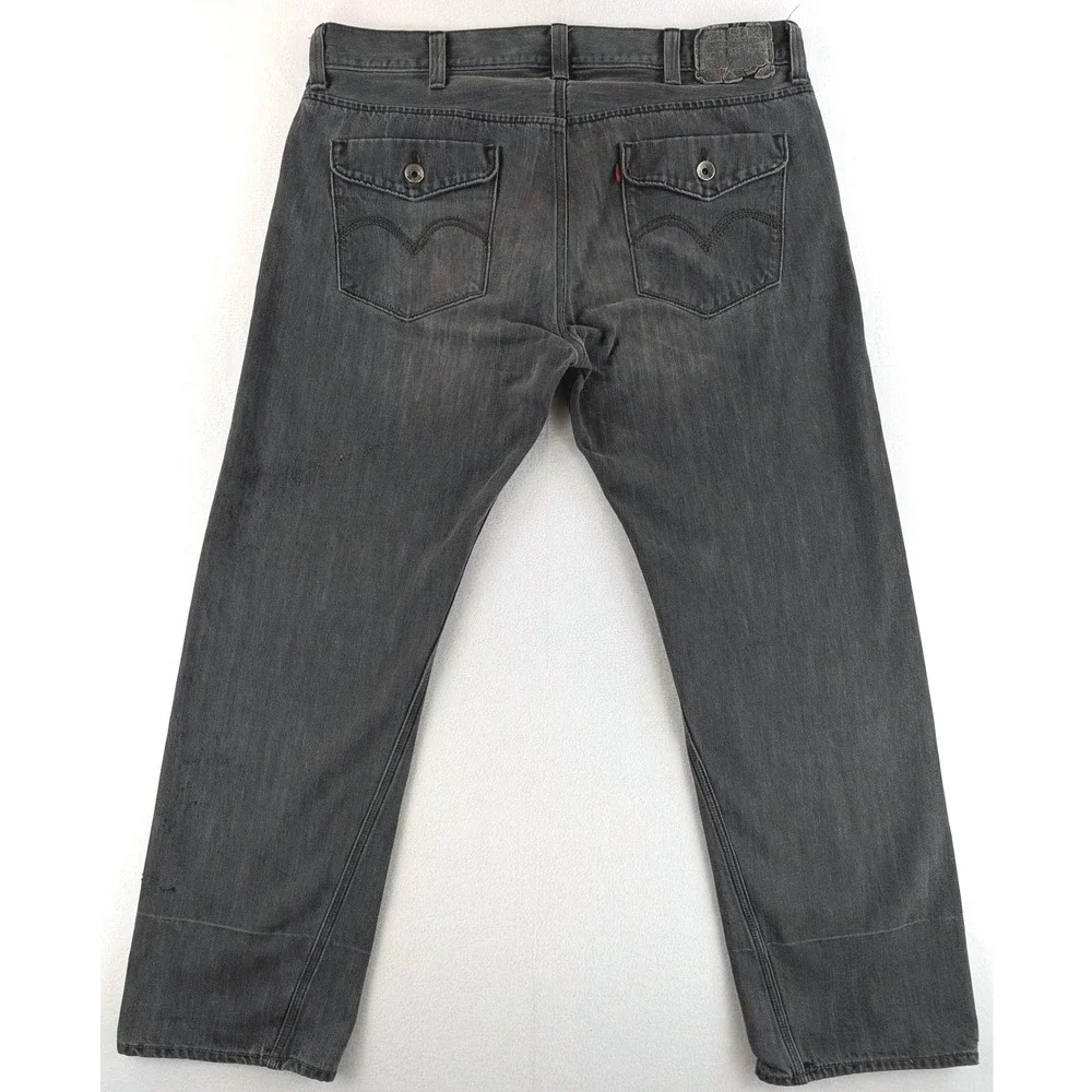 Levi's 514 Slim Straight Mens 38x30 Gray Faded Flap Pocket Jeans
